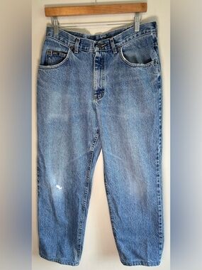 Vintage 90s Lee Jeans Women’s Size 32x28 Distressed Mom Straight Classic Denim